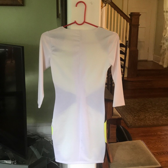 Neon Yellow, Black & White Club Dress - Picture 2 of 2